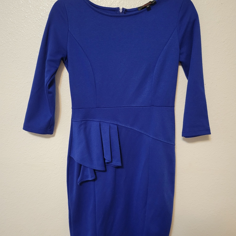 Women's Royal Blue Dress with Ruffle Detail